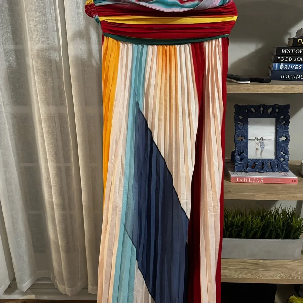 Color Block Pleated
Strapless A-Line Maxi Dress  size S/M - Picture 5 of 6